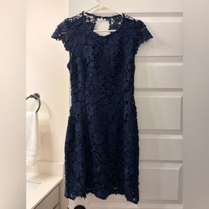 Lulu's Midnight Blue Lace Midi Dress